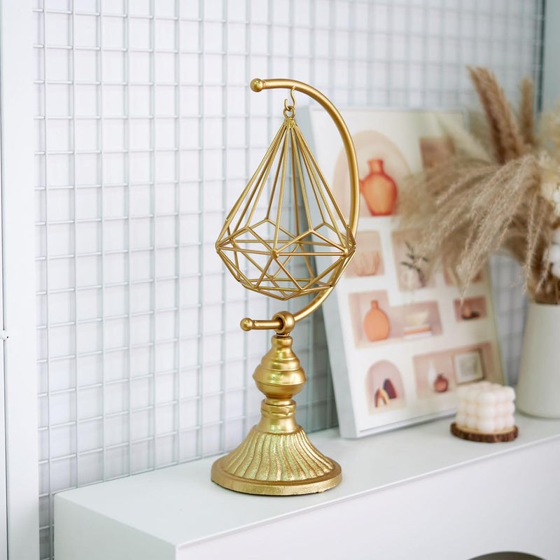 HLQMFHT 5.6" W x 16.3" H Metal Geometric Abstract Sculpture on Cast Iron Base,Metal Geometric Sculpture Decor Sphere, Tabletop,Living Room,Study,Bedroom,Home Decor - Image 3